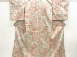 アンティーク　マジョリカお召　屋敷風景模様織り出し着物